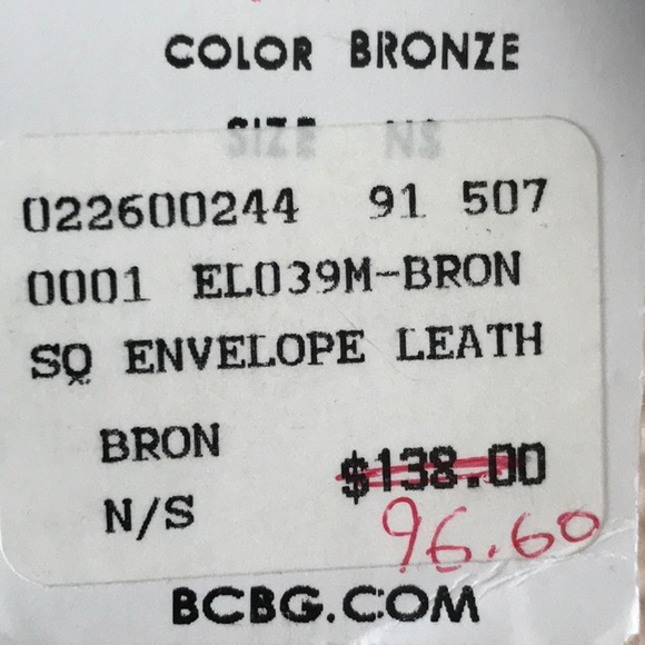 BCBGMAXAZRIA Bronze Envelope Leather Clutch Bronze Metallic Look Chain Hardware - Picture 5 of 6